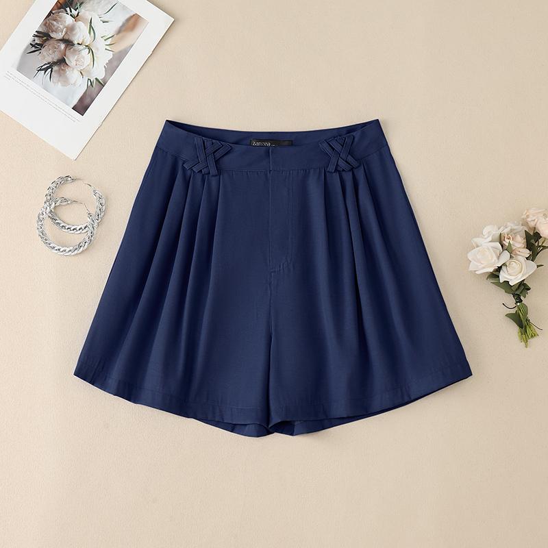 ZANZEA Women Summer Solid Color Loose Casual Short Pants