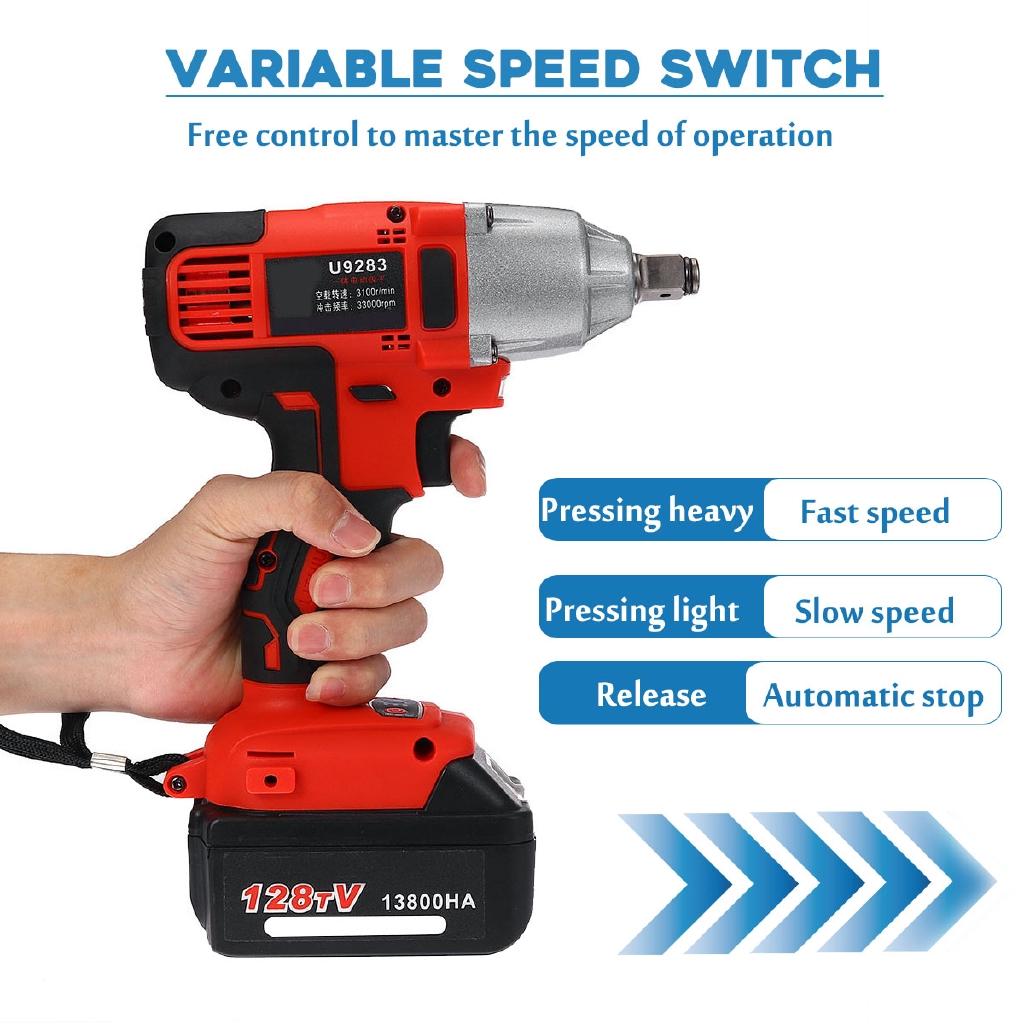 128VF 13800mAh Multifunctional Lithium Battery Electric Wrench Infinitely Variable Speed Electric Impact Wrench Woodworking DIY