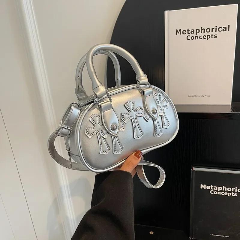 Versatile women's crossbody bag  PU material  elegant bag  high quality  cross decoration