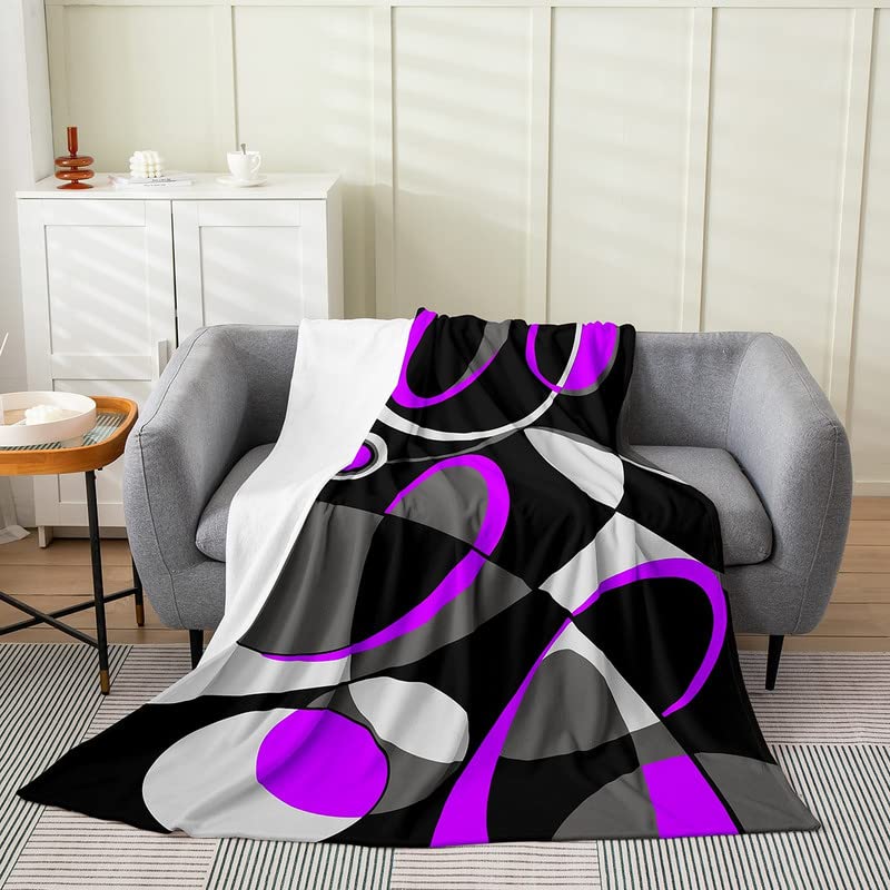 Geometry Fleece Throw Blanket Ultra Soft Cozy Modern Geometric Flannel Blanket for Sofa Couch Bed Chair Camping Travel Or Dorm