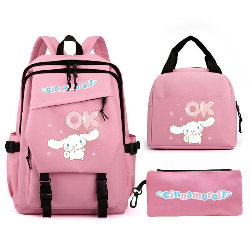 Cartoon Puppy Printed Schoolbag Set Backpack + Lunch Bag + Pencil Case Three-Piece Set