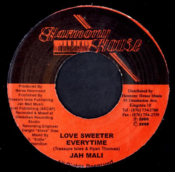 

7-дюймовая пластинка JAHMALI - Love Sweeter Everytime NONE Harmony House 2000 Ямайка Регги, Ска и Даб Б/У