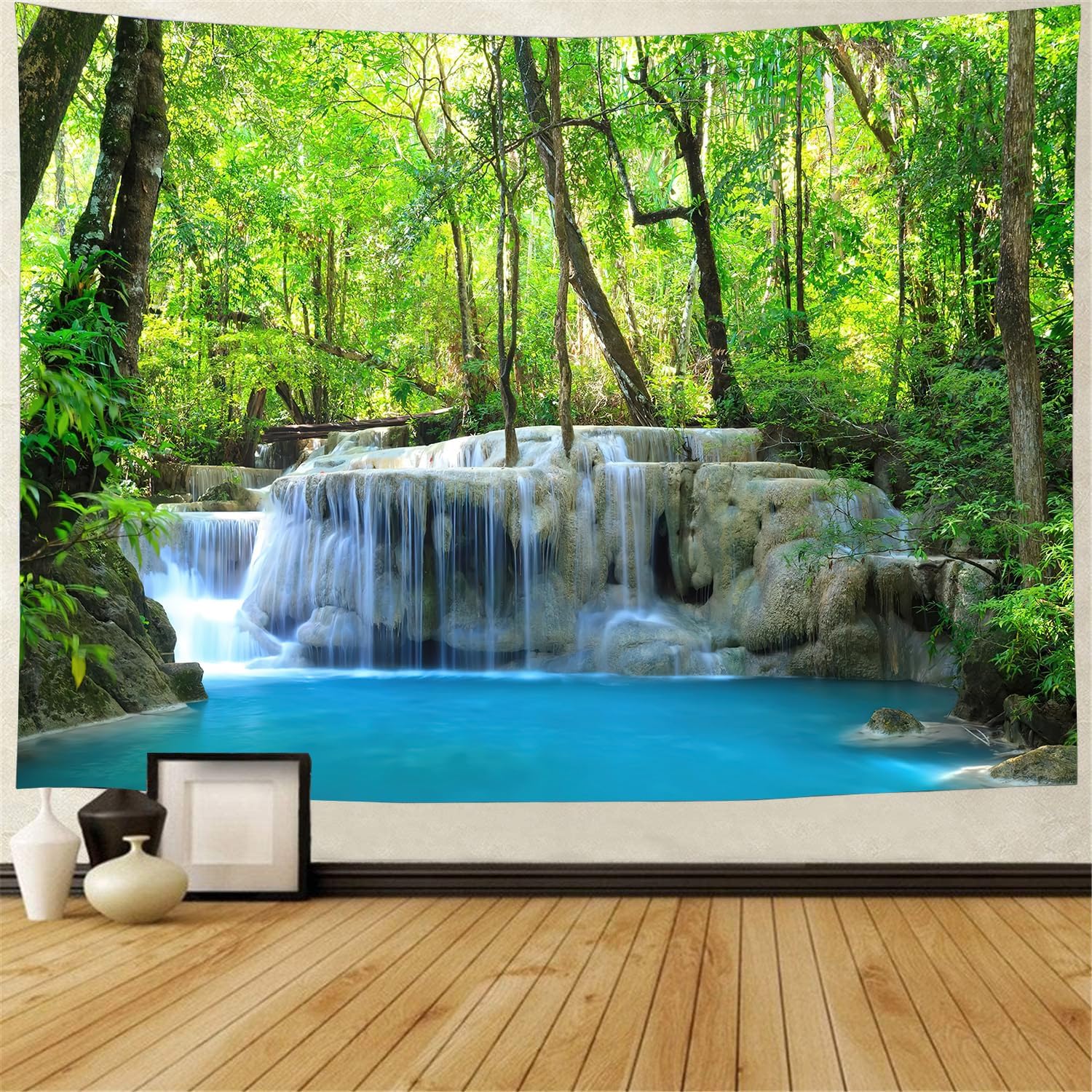 Tapestry waterfall nature stone river 75x100