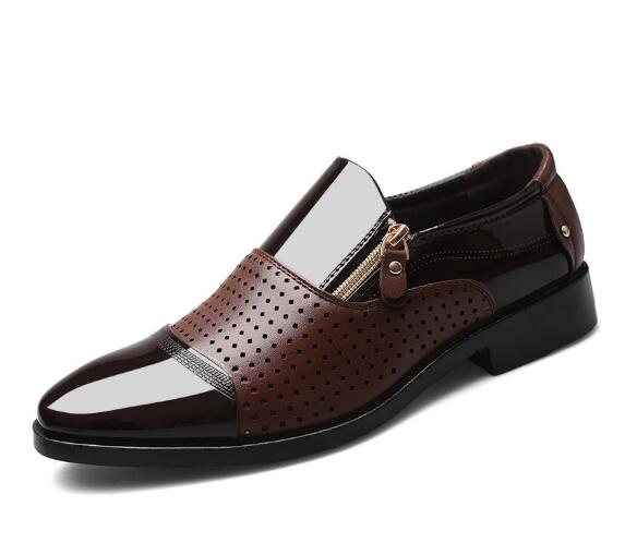 Four Seasons New Men's Business Leather Shoes Overfoot Sandals Hollow Single Shoes Breathable Wedding Shoes H318