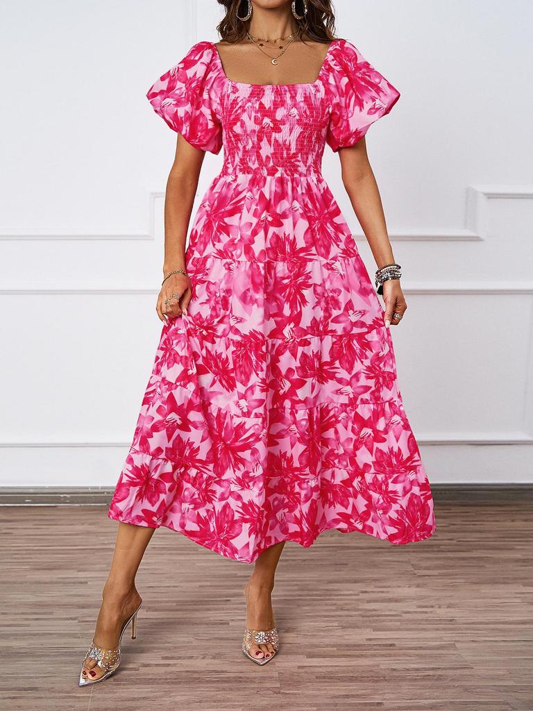European and American Off-the-Shoulder Puff Sleeve A-Line Summer Dress for Women