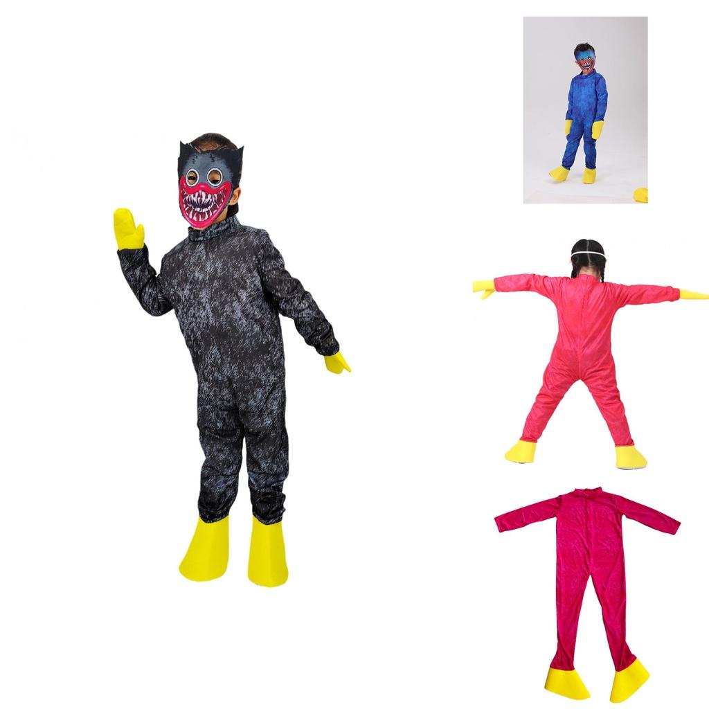 Dazzling Kids Huggy Wuggy Poppy Playtime Cosplay Costume Bodysuit Jumpsuit Mask Gloves