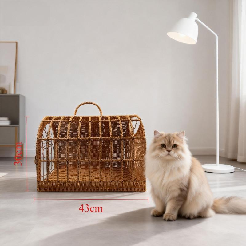

Portable Cat Carrier Bag Breathable Rattan Cat Bed Cage Travel Outdoor Lightweight Breathable Cats Kitten Kennel Small Pet Bags