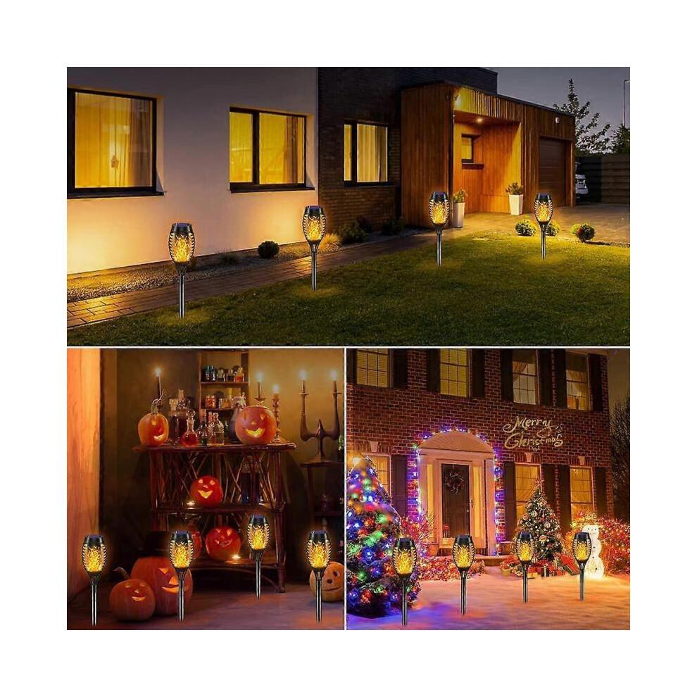 4 Stück 33 LED Solar-Gartenleuchte Multifunktionale Flammen-Wandlampe Wasserdichte Terrassen-Dekoration