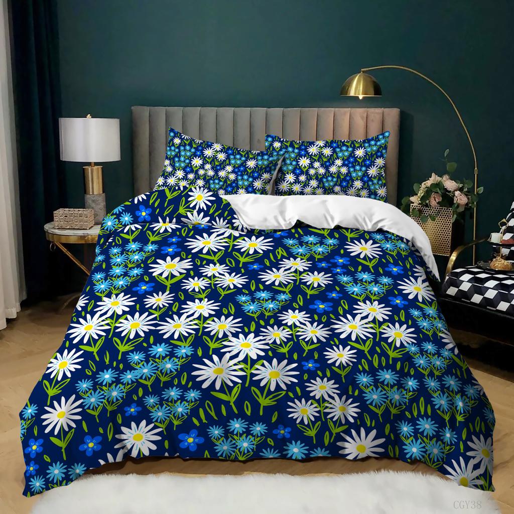 Daisy Duvet Cover Set Natural Daisy Bedding Set Small Fresh Flower Theme Comforter Cover Microfiber Queen King Size Quilt Cover