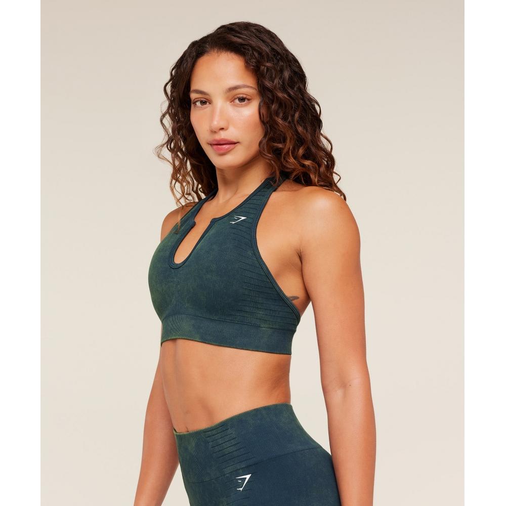 Gymshark Steel Seamless Halter Neck Bra Deep Petrol Blue B6b7d Udth