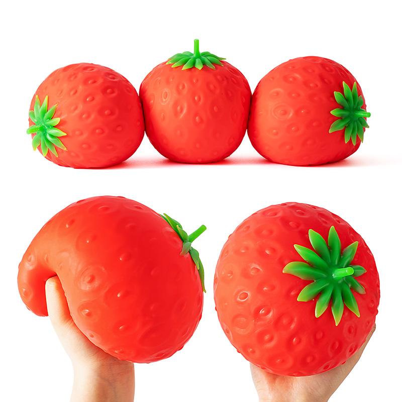 Handmade Jumbo Simulation Strawberry Squishy Toys Fruit Anti Stress Balls Slow Rising Sensory Squeeze Fidget Toy For Adults Kids