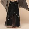 Ladies' Belly Dance Skirt Hanging Coin Skirt Chiffon Big Swing Skirt Performance Dress Shining Stage Performance Dress Shining Half Body Skirt