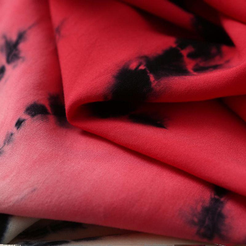 Foreign Trade Plus size women clothing Retro Tie-dye Gradient Color V-neck Loose Cotton Silk Shirts Artificial Cotton Shirt 100.00kg