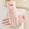 Korean Elegant Suede Gloves for Women Faux Mink Fur Warm and Skin Friendly Touch Screen Gloves Sweet and Soft Commuting Gloves