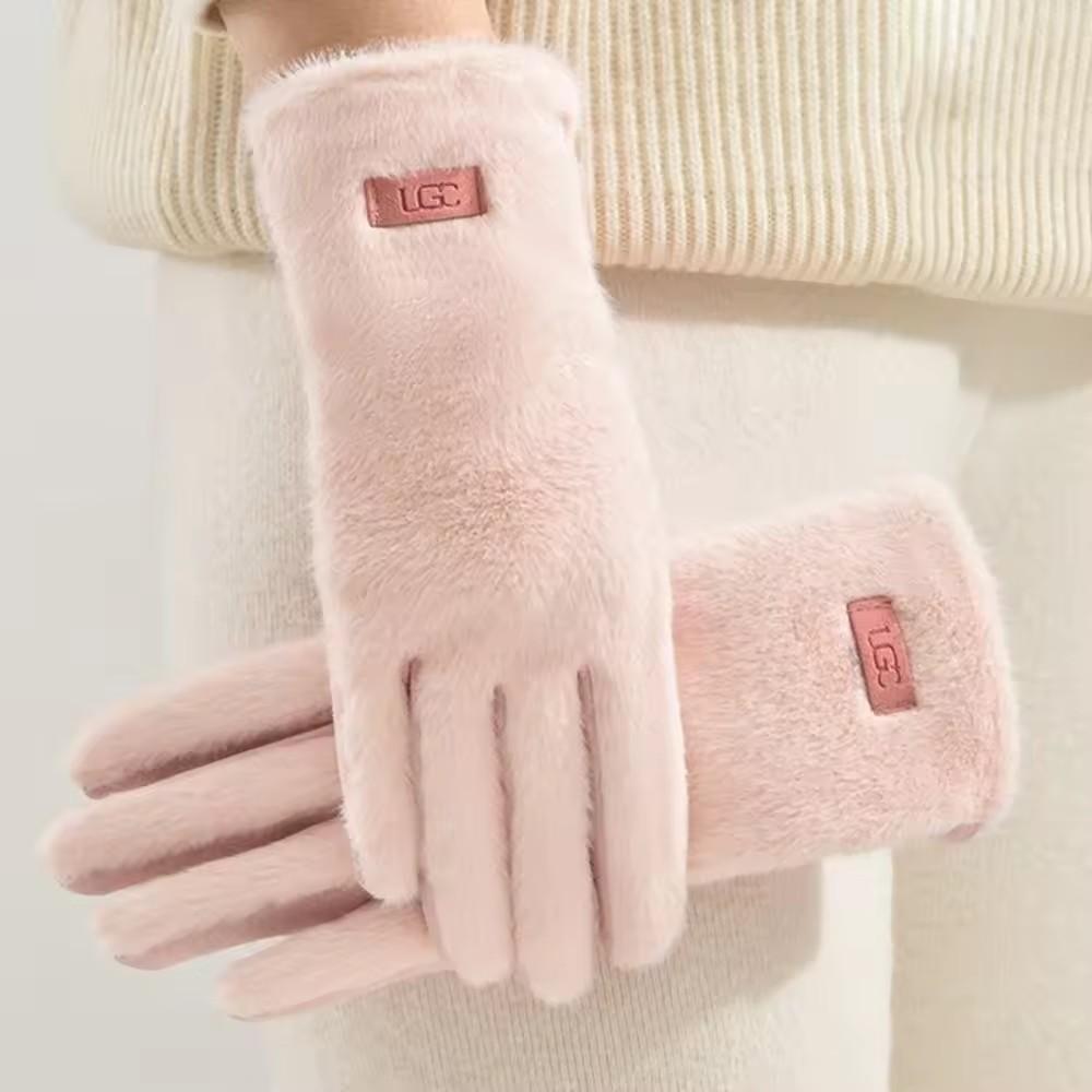 Korean Elegant Suede Gloves for Women Faux Mink Fur Warm and Skin Friendly Touch Screen Gloves Sweet and Soft Commuting Gloves