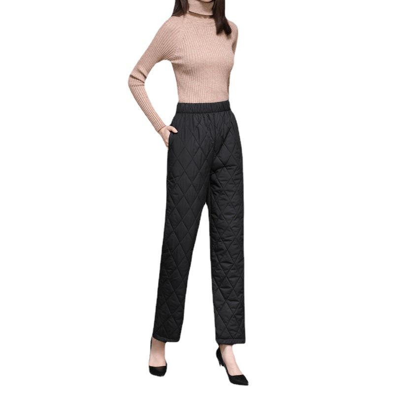 Damen Baumwollhose mit hohem Bund und weitem Bein - Übergröße, warm, dick für Herbst/Winter 2025