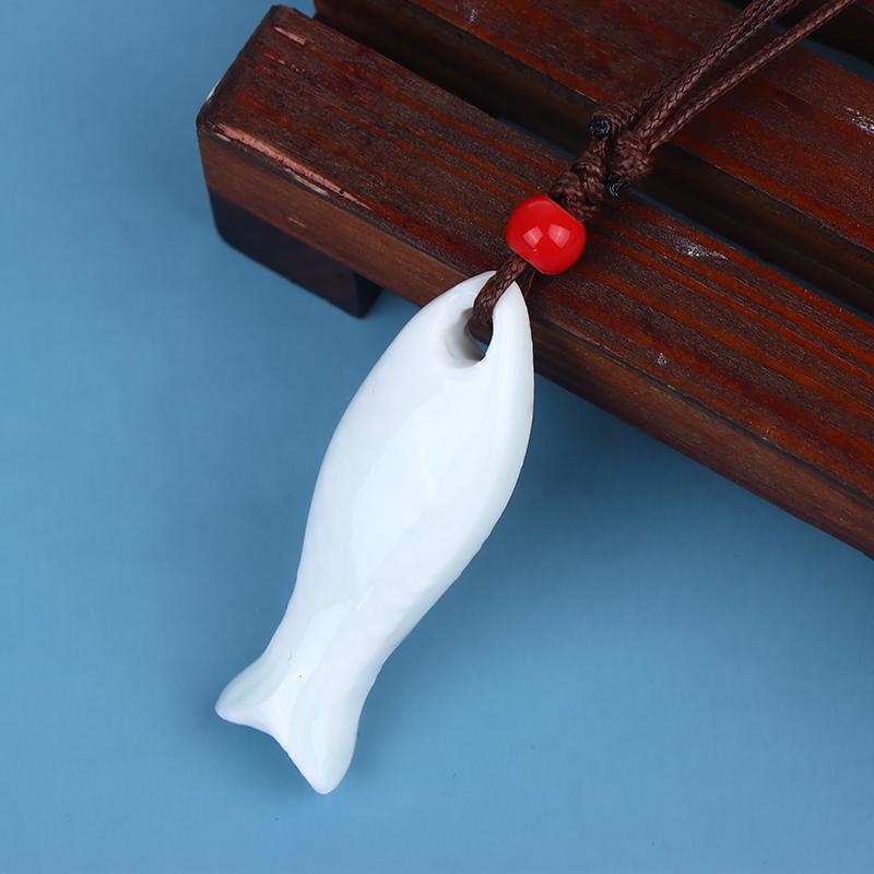 Керамические свистульки-рыбки в китайском стиле, подвески, гладкие, ручной работы, нежный шарм-цепочка, унисекс, цепочка для свитера