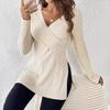 Women Tops V-Neck Long Sleeve Slim Fit Knitting Tops Solid Color Slim Fit Autumn Winter Blouse Versatile Daily Wear