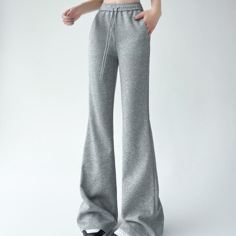 Elegant Women Casual Wide Leg Flare Pants New Fashion High Waist Loose Solid Straight Trousers Women Solid Drawstring Simple Office Ladies Pants 2344