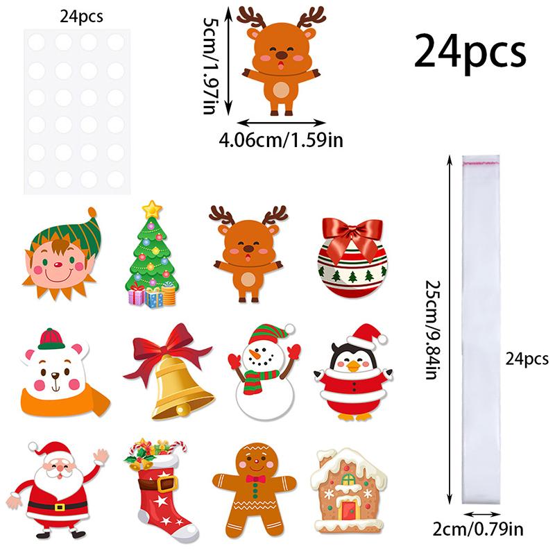 

24 шт. Длинные Ручной работы Санта Елка Санта Клаус Праздничные DIY Конфетные пакеты Рождественское украшение ПЭ Сладкие пакеты Подарки Мультяшные Товары для вечеринок 24pcs