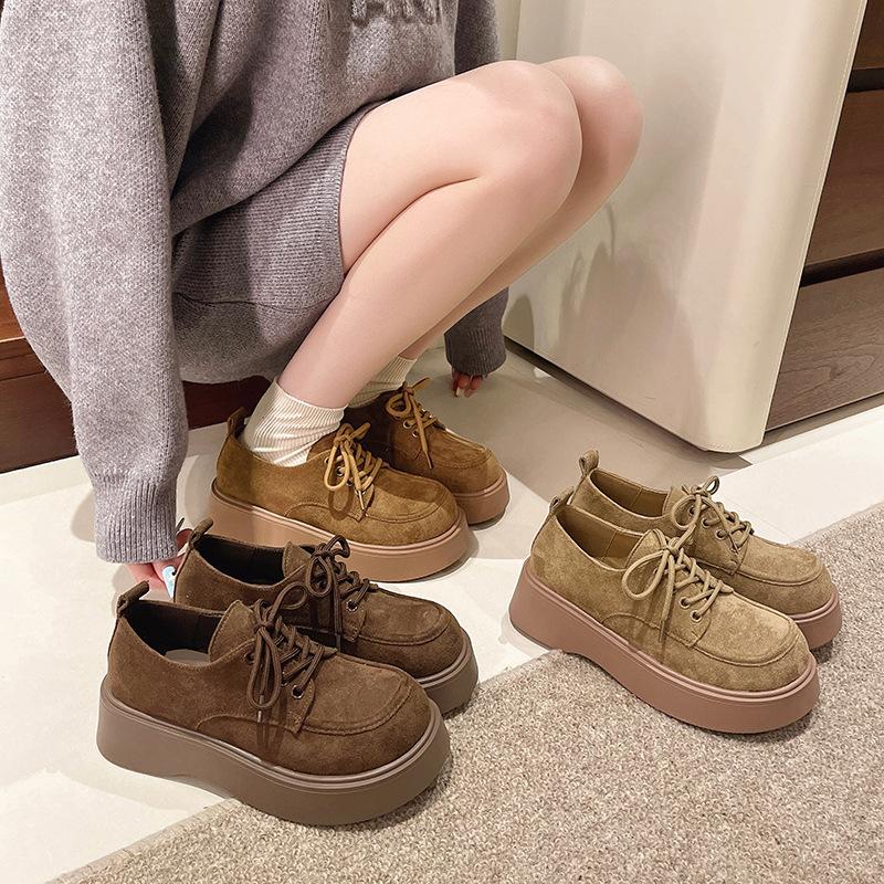 Thick-soled Matte Soft Leather Small Leather Shoes New Versatile Single Shoes In Autumn and Winter