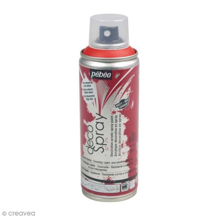 Peinture en bombe - Pébéo - DecoSpray - Rouge - 200 ml - Loisirs créatifs