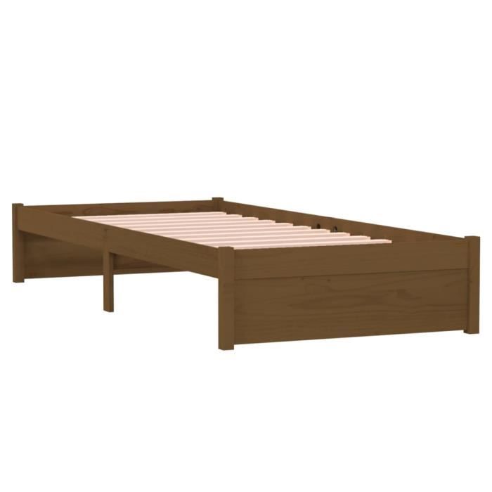 VidaXL Cadre de lit Marron miel Bois massif 75x190 cm Petit simple 814912