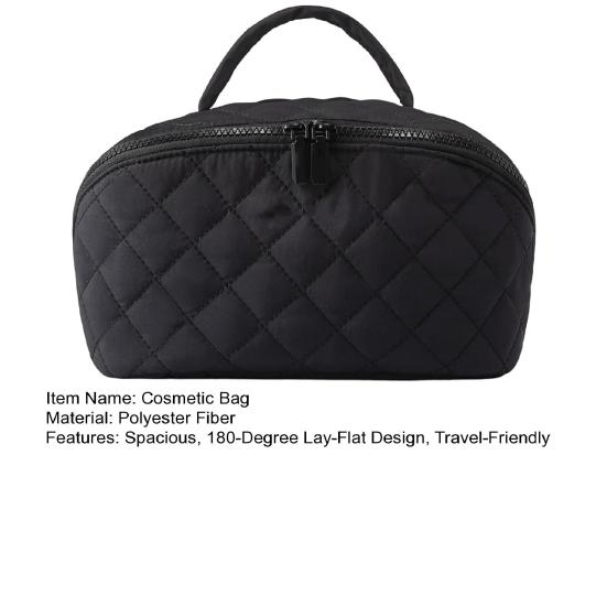 Damen Reise Kosmetiktasche Flach zu öffnen Make-up Organizer mit mehreren Fächern Auslaufsichere gesteppte Toilettentasche für Urlaub und täglichen Gebrauch