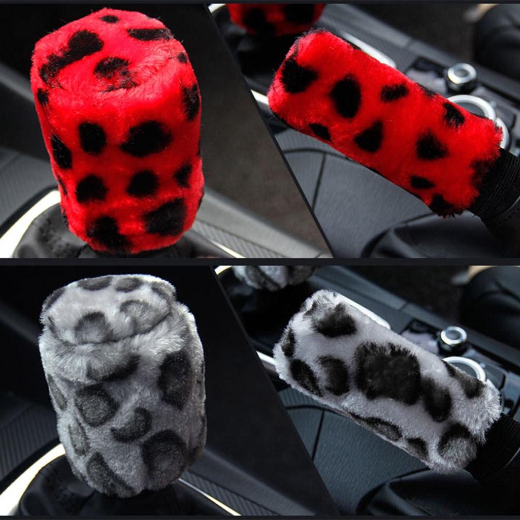 Winter Warm Steering Wheel Cover with Handbrake Cover Gear Shift Cover Universal