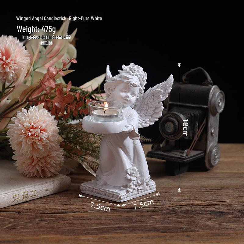 European Vintage Angel Wings Candlestick Holder for Romantic Ambiance In Living Room or Restaurant.