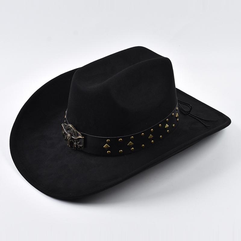 Suede Western Cowboy Hats Vintage Big-edge Gentleman Cowgirl Jazz Hat Holidays Party Cosplay Hat Sombrero Caps