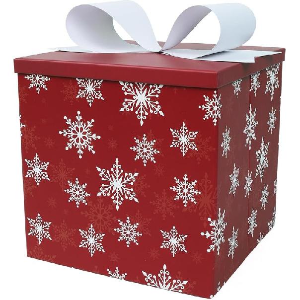 BIOBROWN Medium Christmas Gift Boxes with Lids for Presents, 9x9x9 Inches Nutcracker Design Collapsible Gift Box for Christmas, Party, Holidays 9 x9 x9