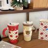 High-Value Straw Cup With Lid Ceramic Mug Large-Capacity Water Cup Girls Home Birthday Gift Souvenir