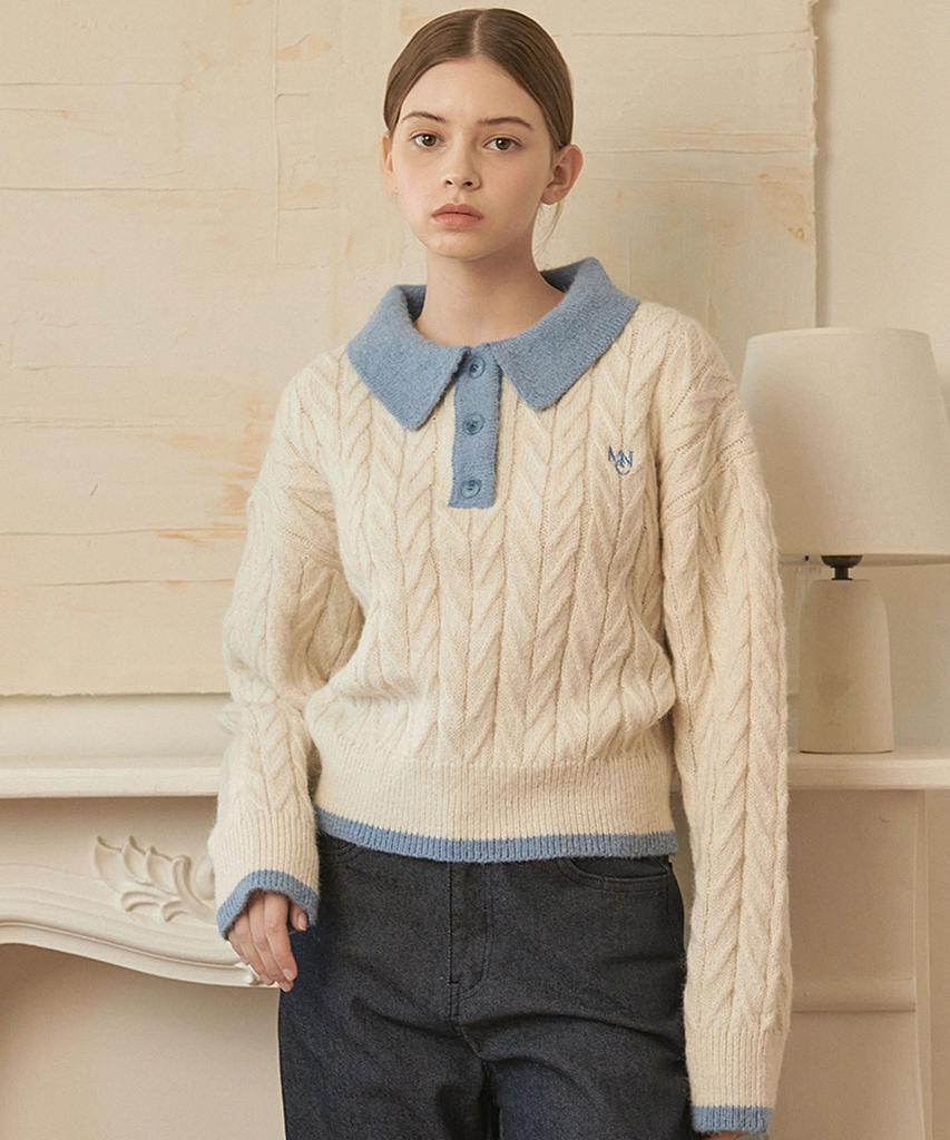 MICANE Dazzling Wool Twist Collar Knit