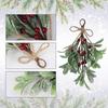 Artificial Mistletoe Pick Frosted Faux Cedar Spray Decorative Christmas Decoration Festive Mistletoe Garland for Party Decor
