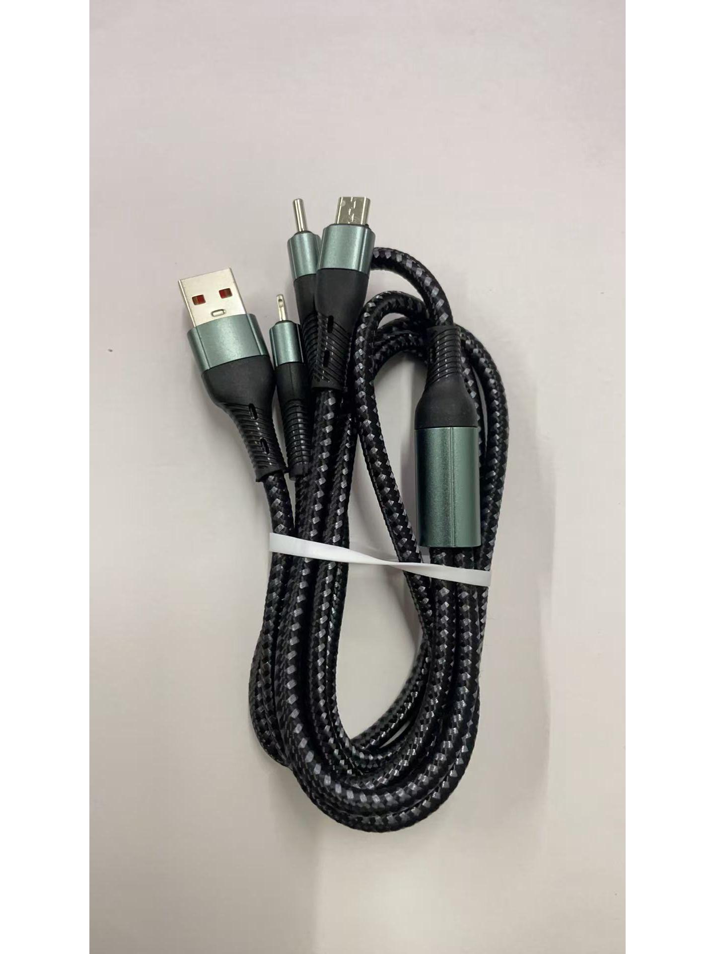

100W Multi-Device Fast Charging Cable, Compatible with Apple, Huawei, Xiaomi, Android, Type-C 1.2m Rhino One-in-Three (Bare Wire) чёрный