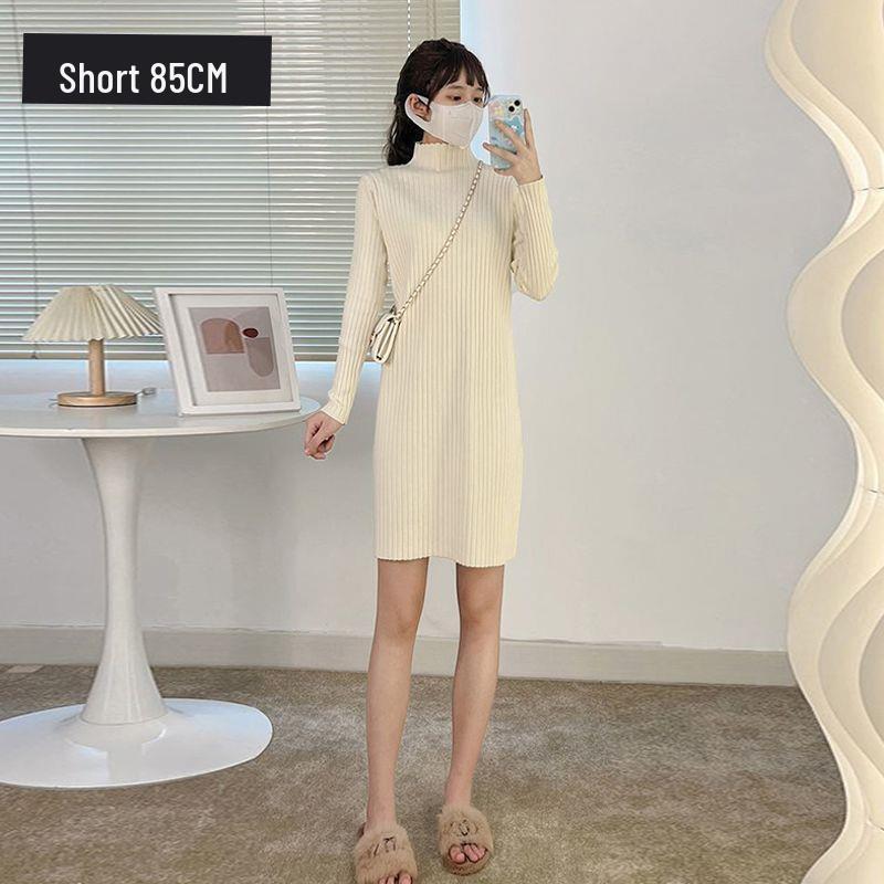 

2025 Autumn/Winter Knit Dress: Slim-Fit Half-High Collar, Stylish Mid-Length Over-the-Knee Coat Dress. XL (125-135 jin)