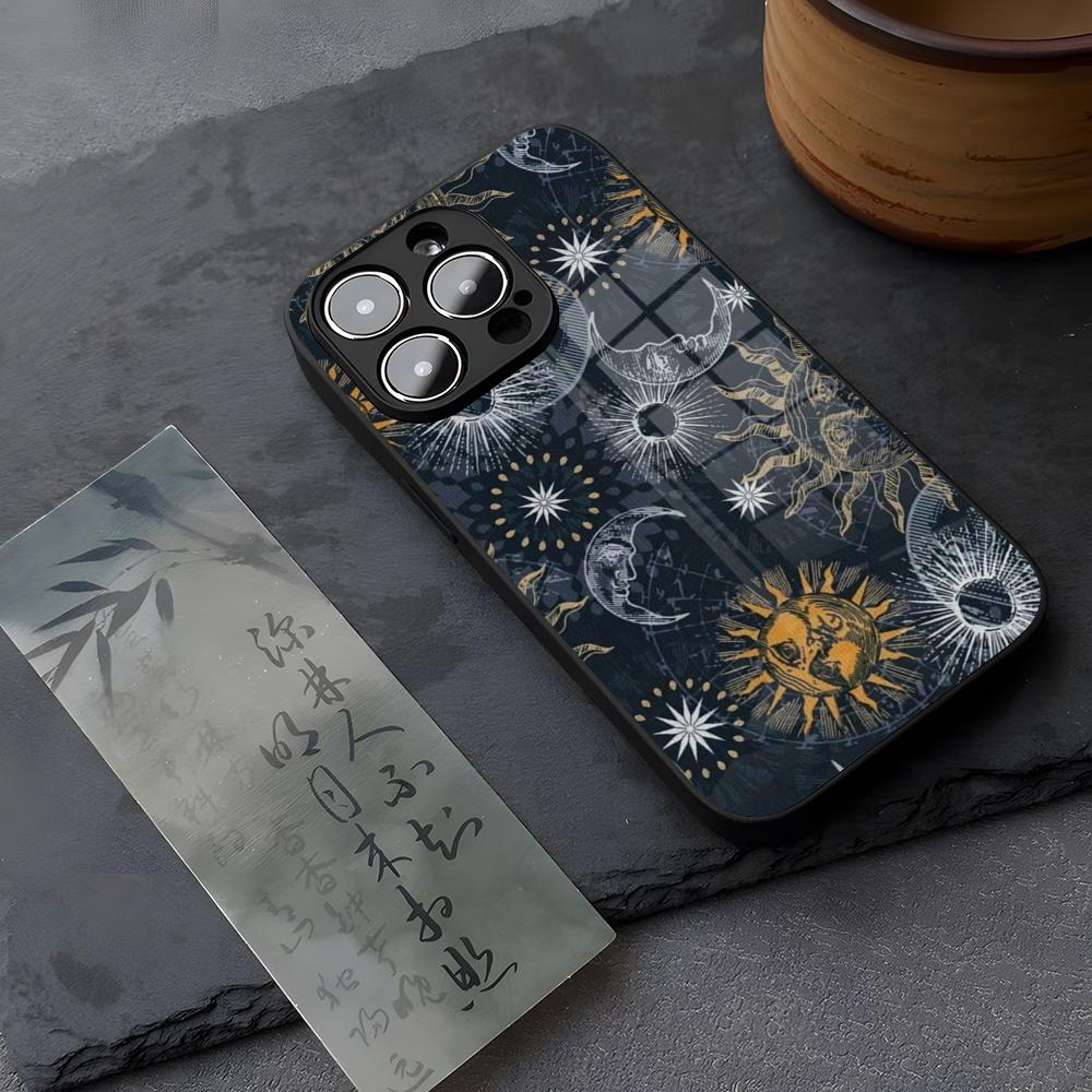 Glitter Bling Stars Moon Phone Case Tempered Glass For IPhone 13 17 14 16 12 15 11 Pro XS Max Plus Mini X XR SE2020 Coque