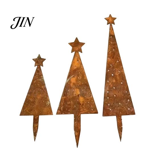 Comfortable Garden Accents 3 Pcs Christmas Tree Metal Ornament Set, Star-Topped Yard Decorations, Rustproof Durable Ornaments Lightweight Holiday