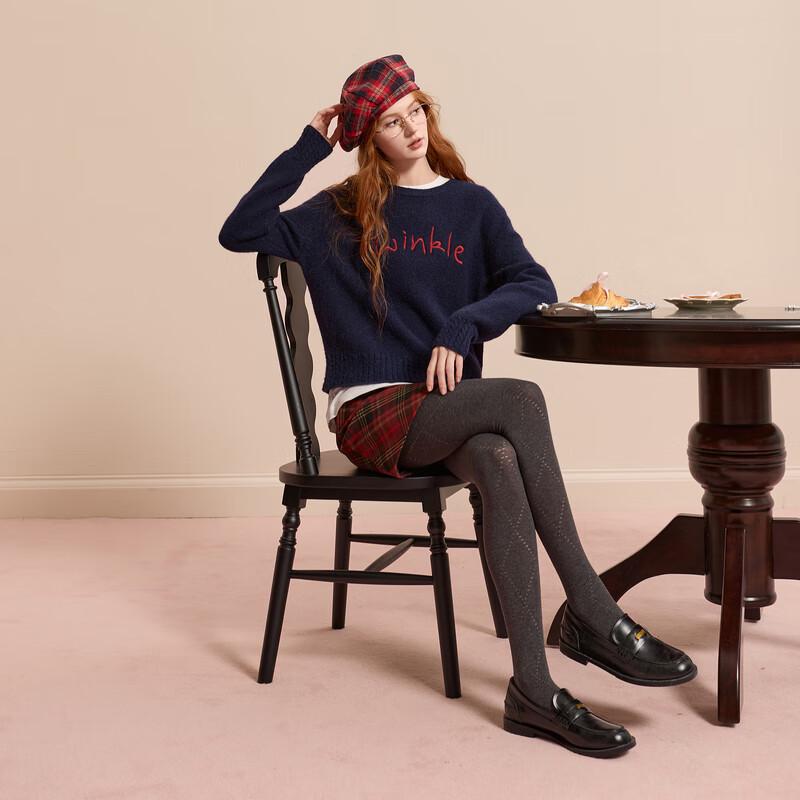 Sancai 2025 Winter Letter Embroidery Loose Knit Sweater