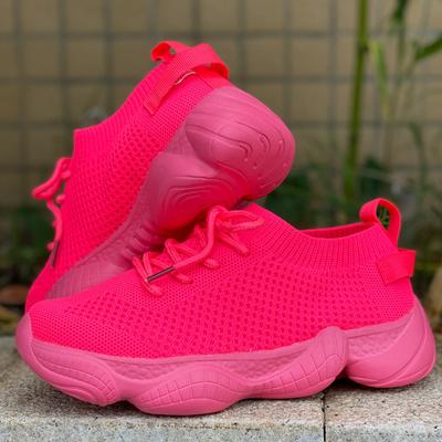 Zapatillas Ligeras Mujer Malla Transpirable Zapatos Vulcanizados Plataforma Gruesa Zapatillas Deportivas de Cordones Primavera Femenino Plano Tenis Talla Grande