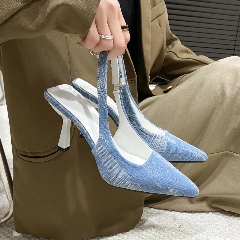 

Туфли на высоком каблуке для женщин в ковбойском стиле, сандалии, туфли с острым носком, дизайнерские туфли для вечеринок, женские туфли-лодочки Zapatillas 42