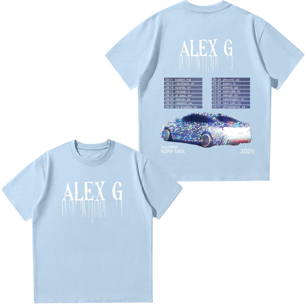 Alex G Umělecké turné 2025 Trička Barevná Módní Grafický Potisk Trička Léto Dámské Ležérní Topy Unisex Vintage Bavlněná Trička Y2K