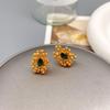 French Small Flower Pistil Green Zircon Stud Earrings - Exquisite, Simple, Versatile Luxury Style