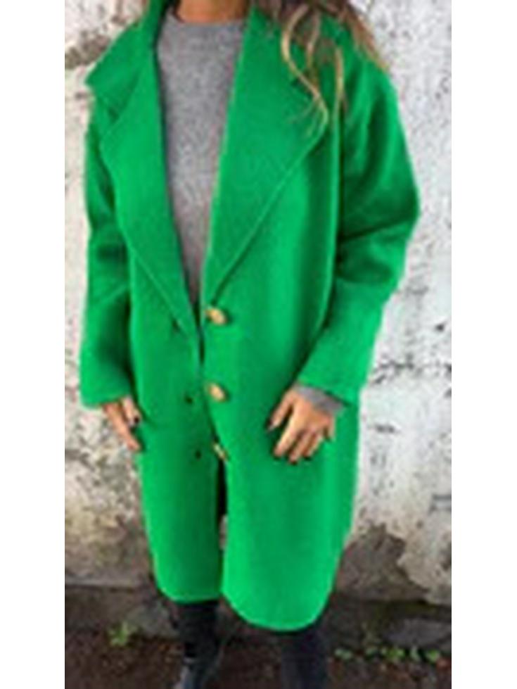 2024 Women's Autumn/Winter Long Sleeve Woolen Overcoat with Turn-Down Collar