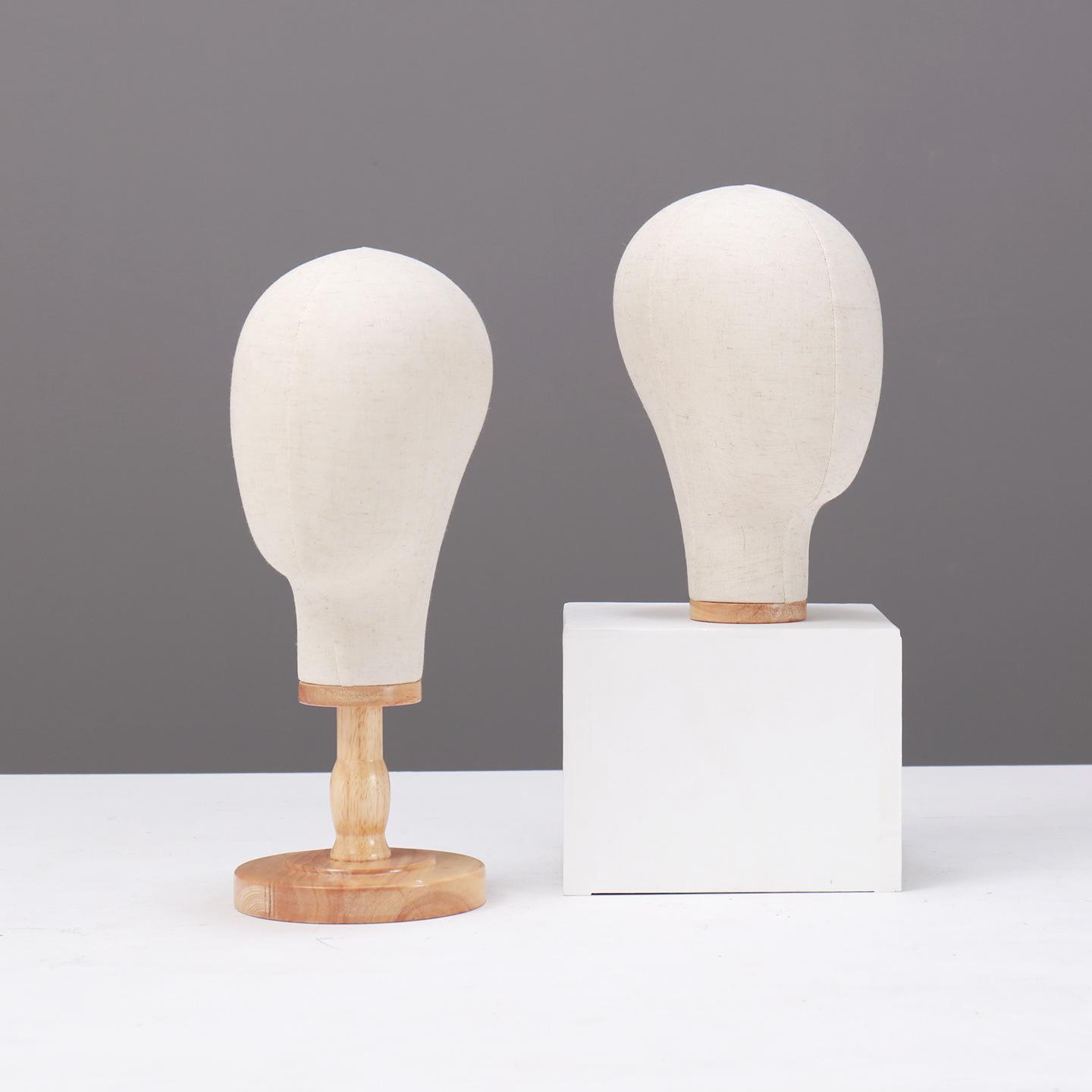 Mannequin Head with Burlap Wrap & Solid Wood Base - Ideal for Displaying Hats, Wigs, Accessories, Headdreses