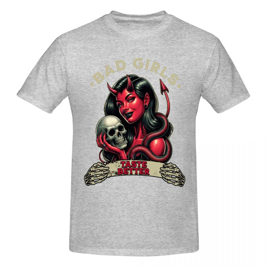 Unisex Bad Girls Taste Better Trending T Shirt Vintage O-neck Cotton T Shirts For Unisex