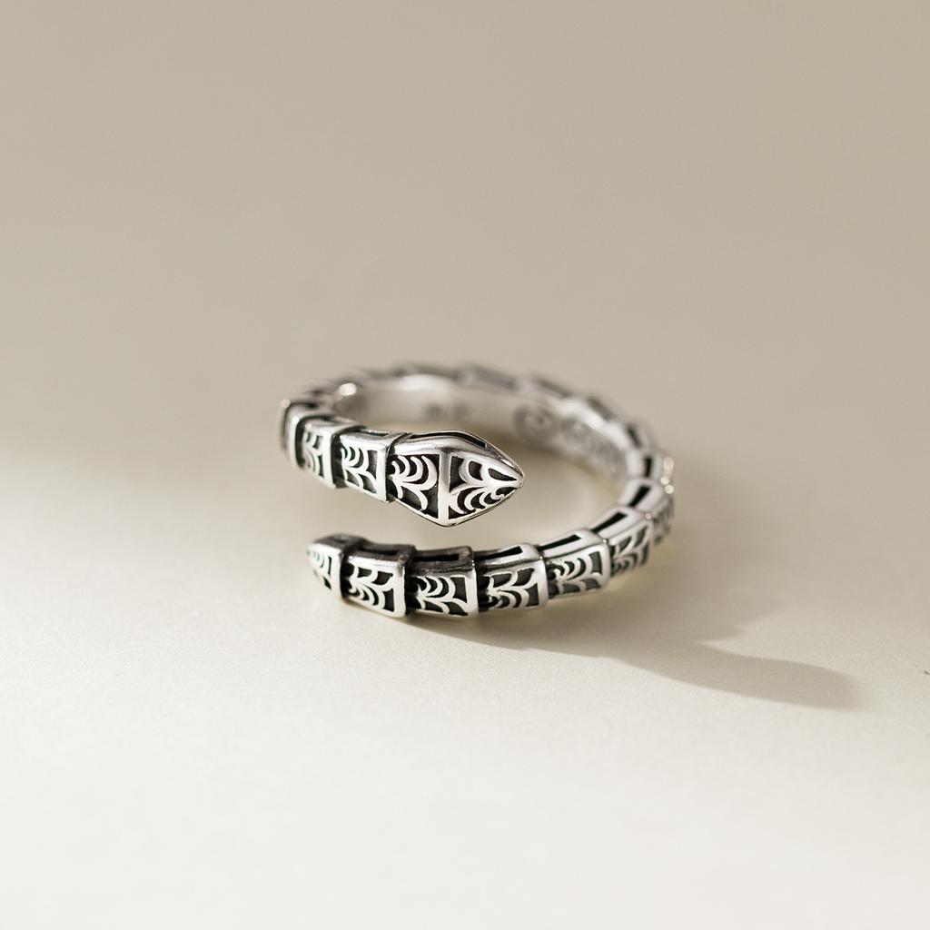 925 Sterling Silver Jewelry Bamboo Joint Snake Engagement Rings For Women Couple Accessories Jewellery Money 925