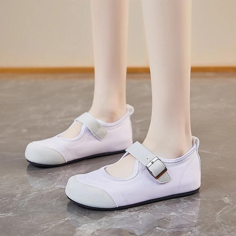 Fashion 2025 Summer Footwear Elegant Shallow Women's Flat Shoes Outdoor Buckle Strap Soft Sole Concise Comfortable Casual Walking Flats