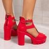 Summer High Heel Sandals Women Plus Size Fish Mouth Shoes Platform Block Heel Cutout